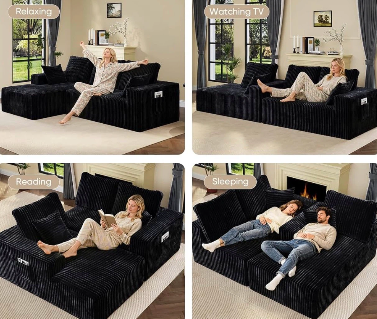 Homhougo 96" Modular L-Shaped Sectional Sofa - photo 3