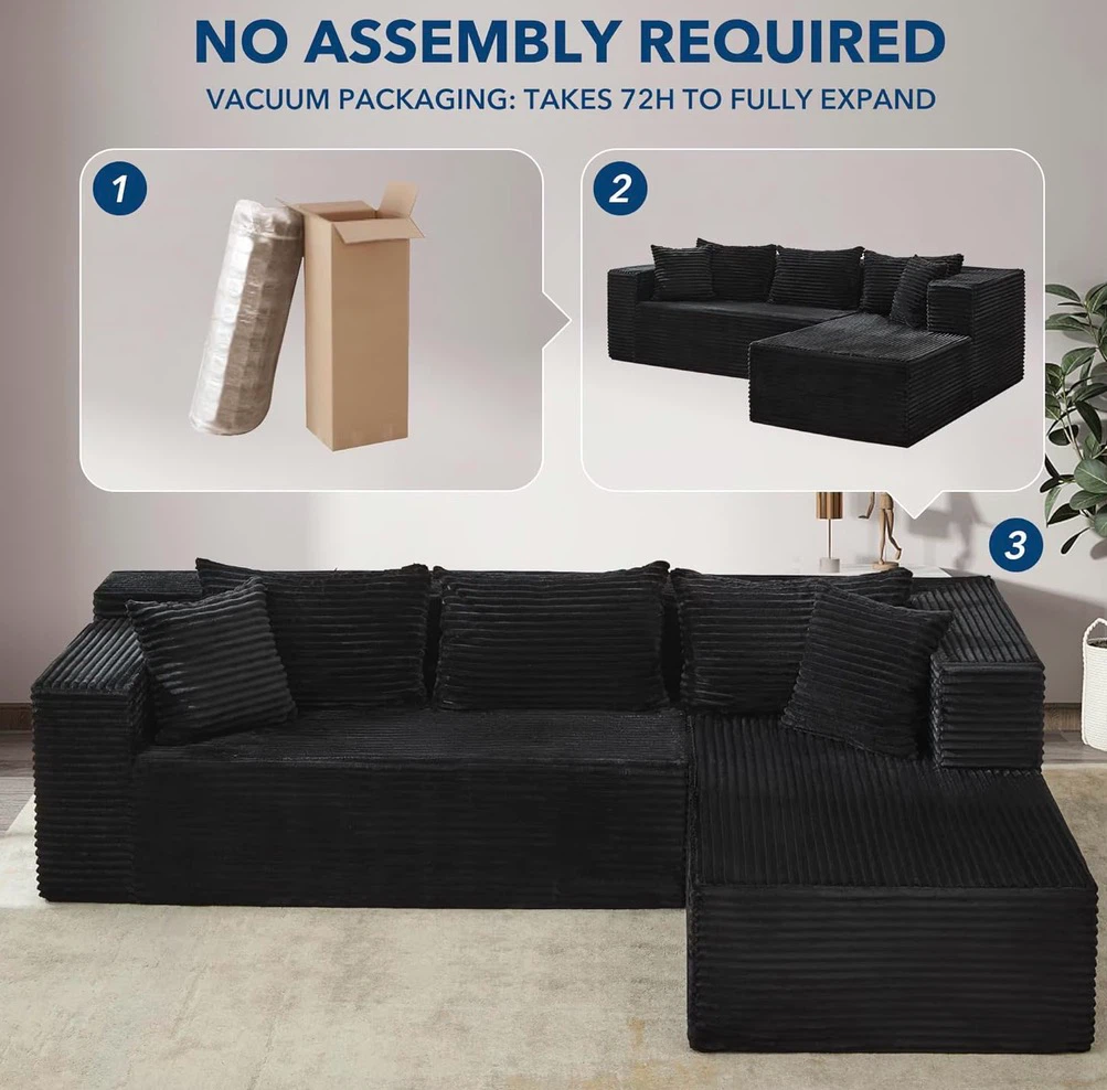 Homhougo 96" Modular L-Shaped Sectional Sofa - photo 4