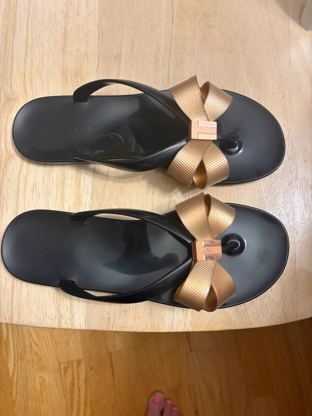 Ted Baker Black Jelly Sandals with Rose Gold Bows - photo 2