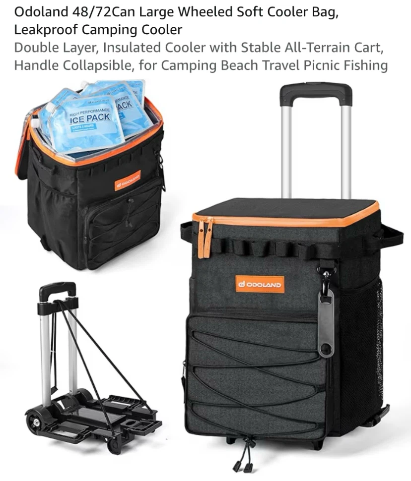 New Odoland 48 Can / 35 L Large Wheeled Soft Cooler Bag