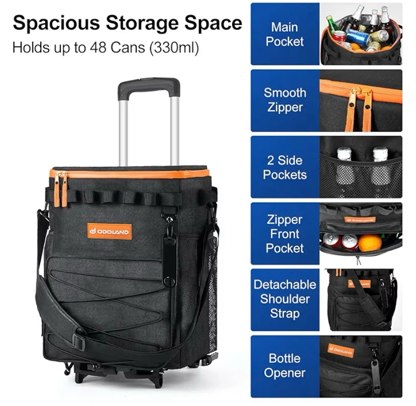 New Odoland 48 Can / 35 L Large Wheeled Soft Cooler Bag - photo 2