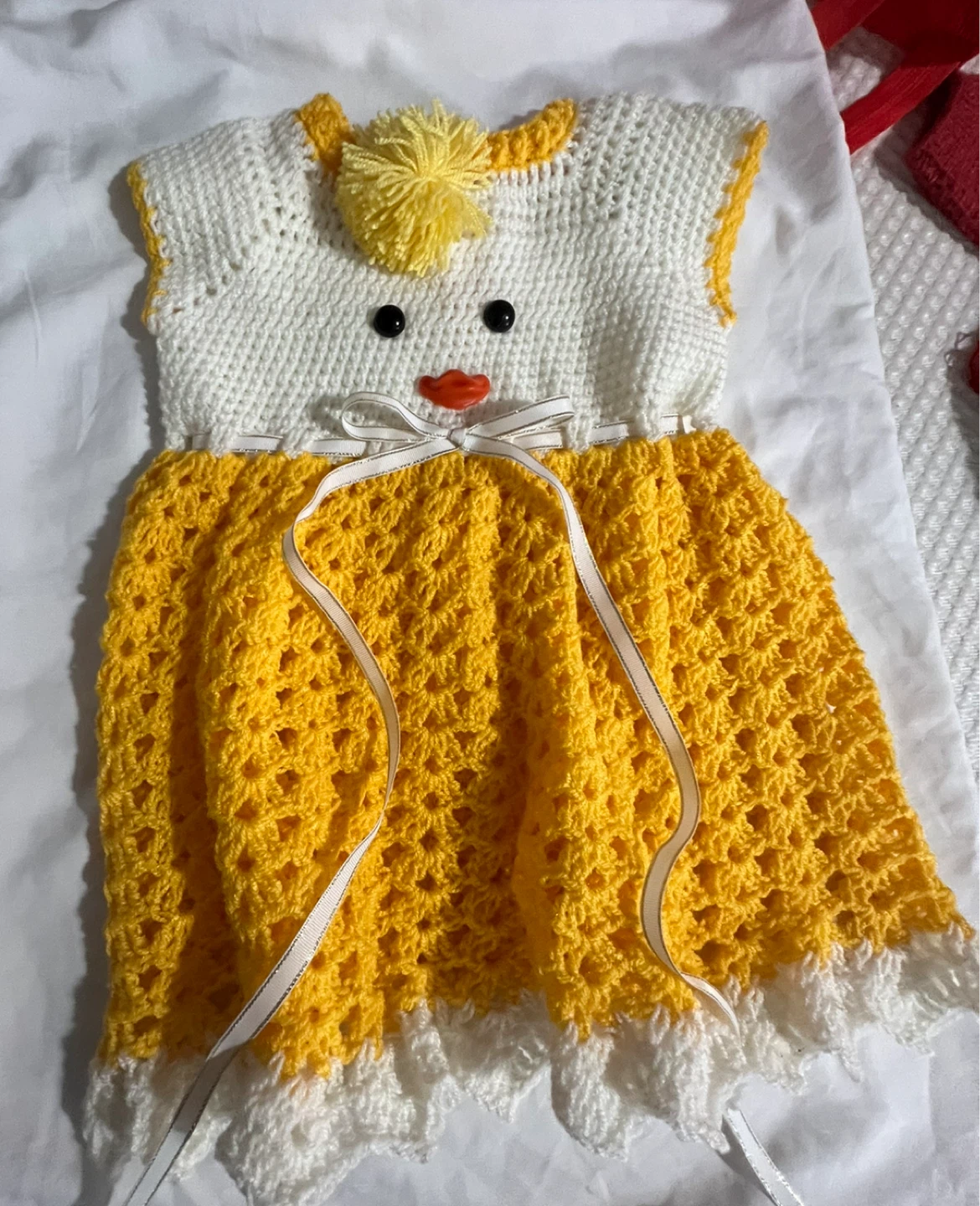 Crocheted Yellow Duck Dress for Baby