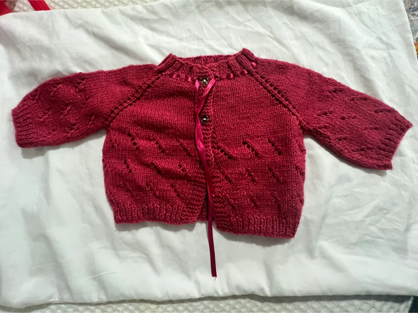 Hand-Knit Pink Baby Cardigan