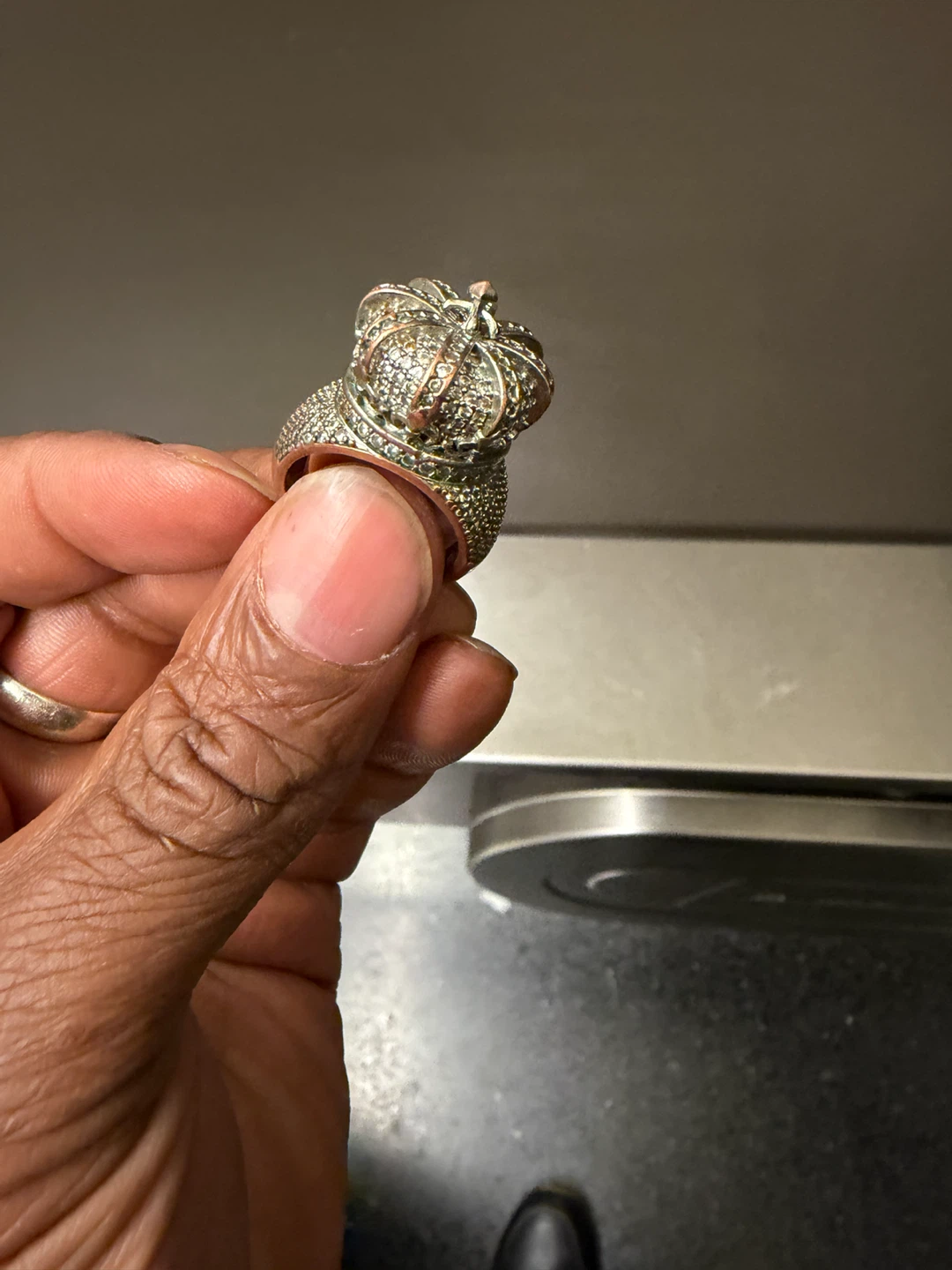 Crown Ring with Rhinestones