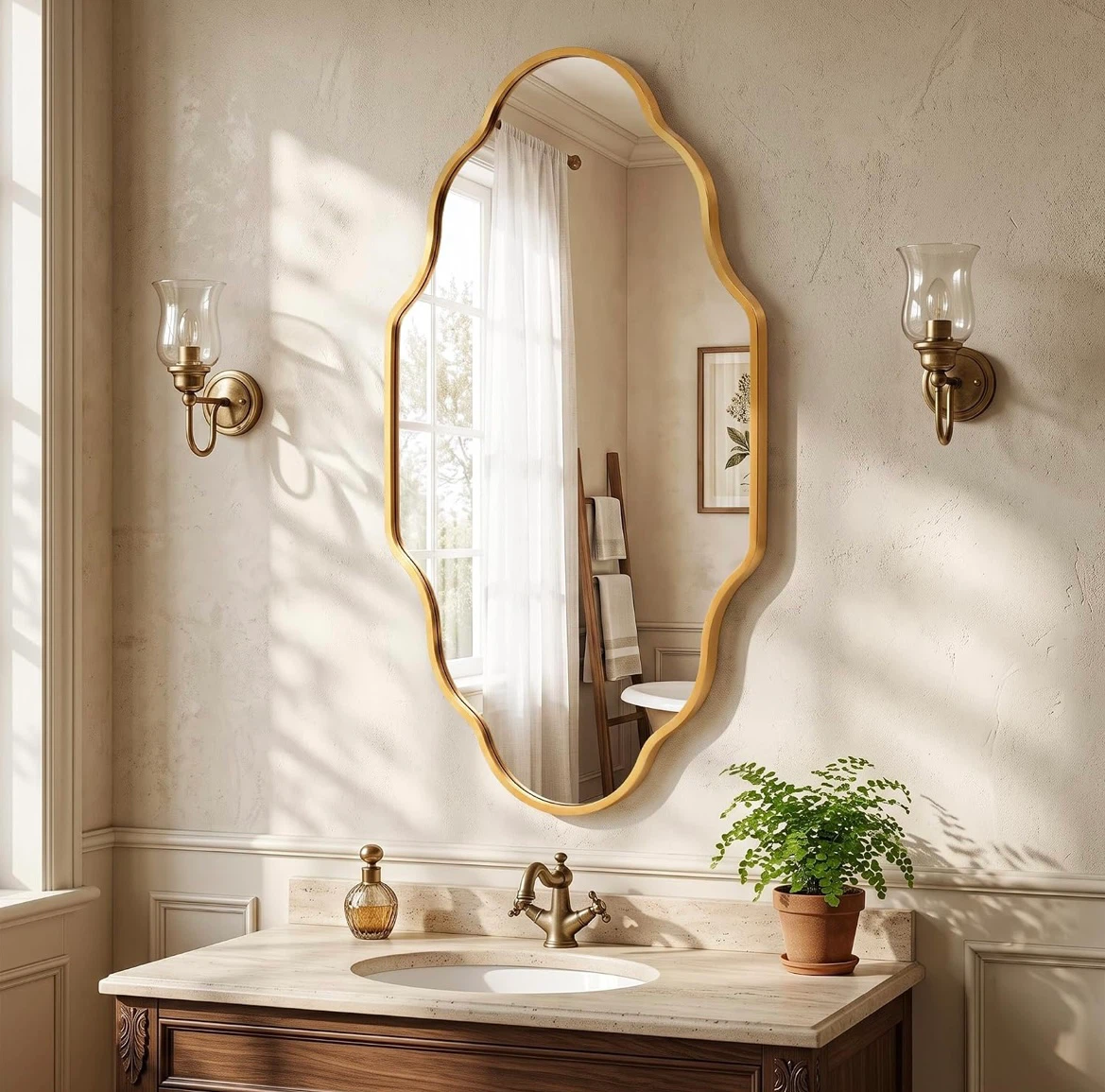 Decorative Wall Mirror - Gold Scalloped Frame