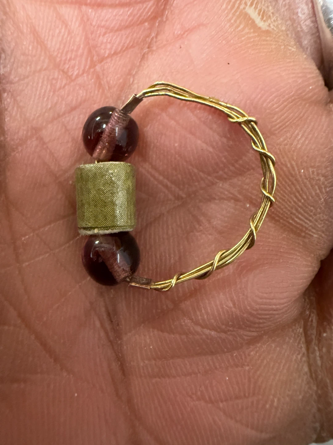 Wire Wrapped Garnet Bead Ring