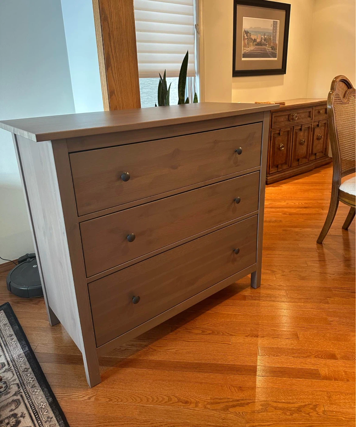 IKEA HEMNES wooden dresser with 3 drawers in brown colour - photo 2