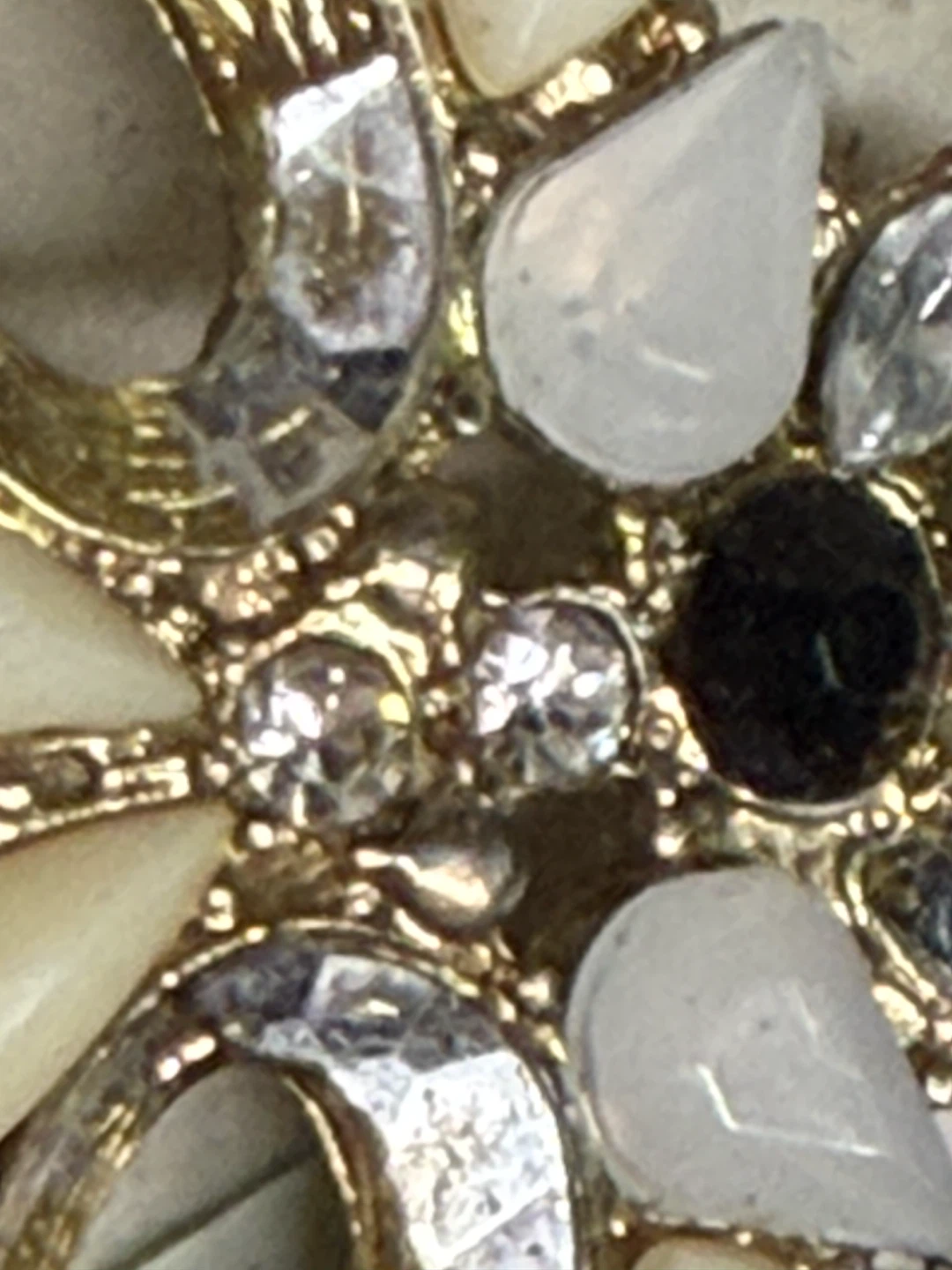 Vintage Brooch with Rhinestones and Faux Pearls