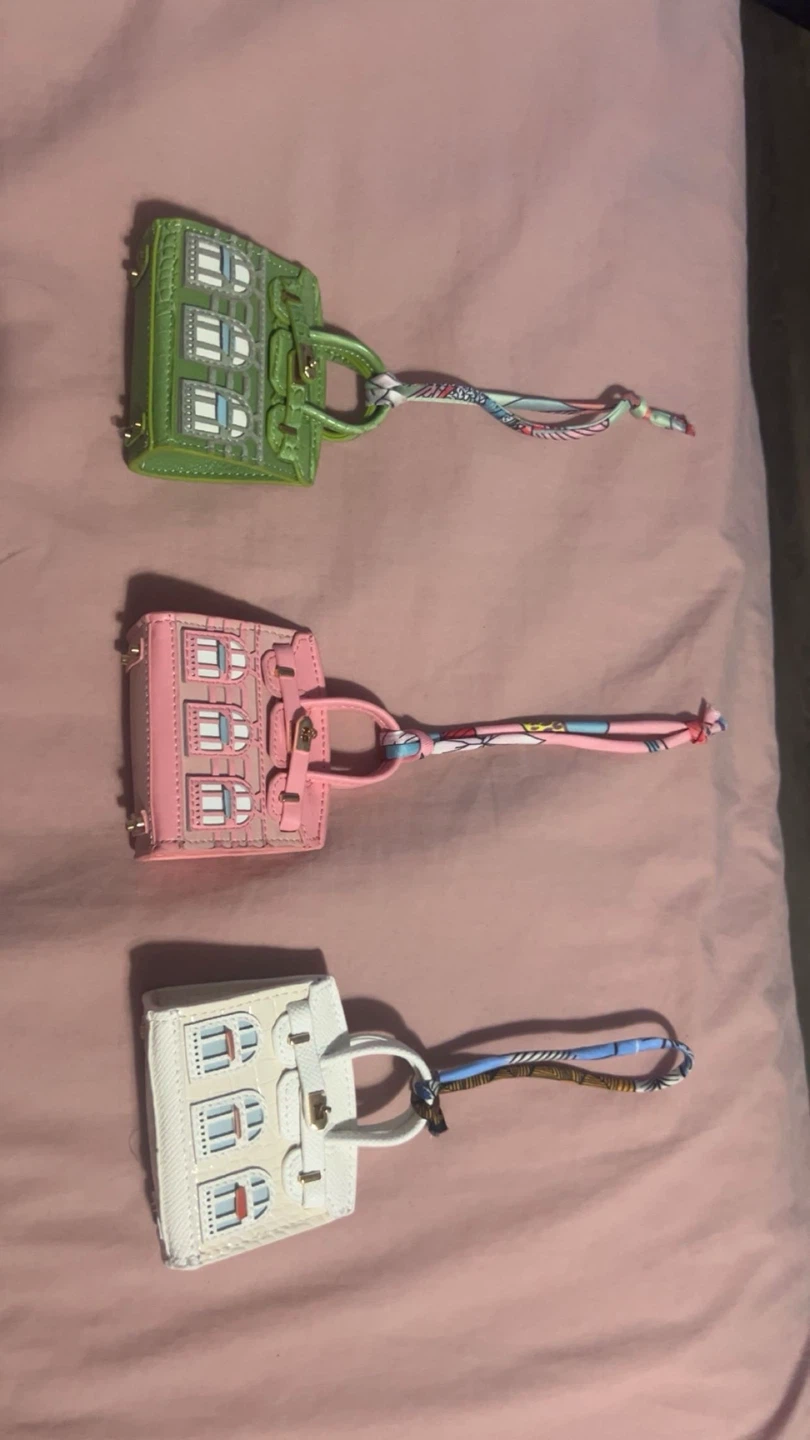 Mini Bag Charms - Green, Pink, White