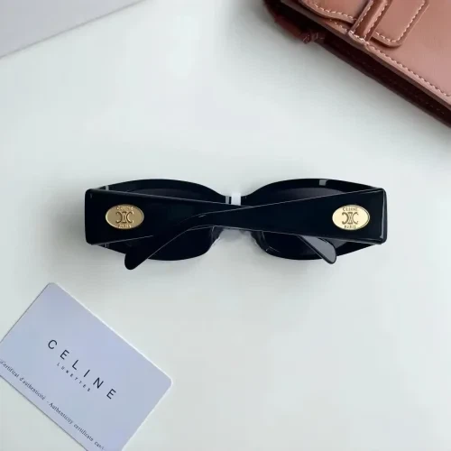 Celine Paris Black Acetate Oval Sunglasses