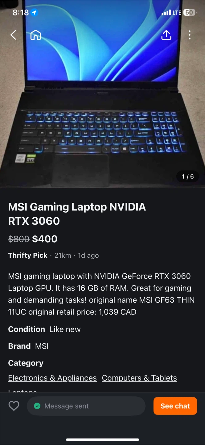 RTX 3060 laptop (scammer)