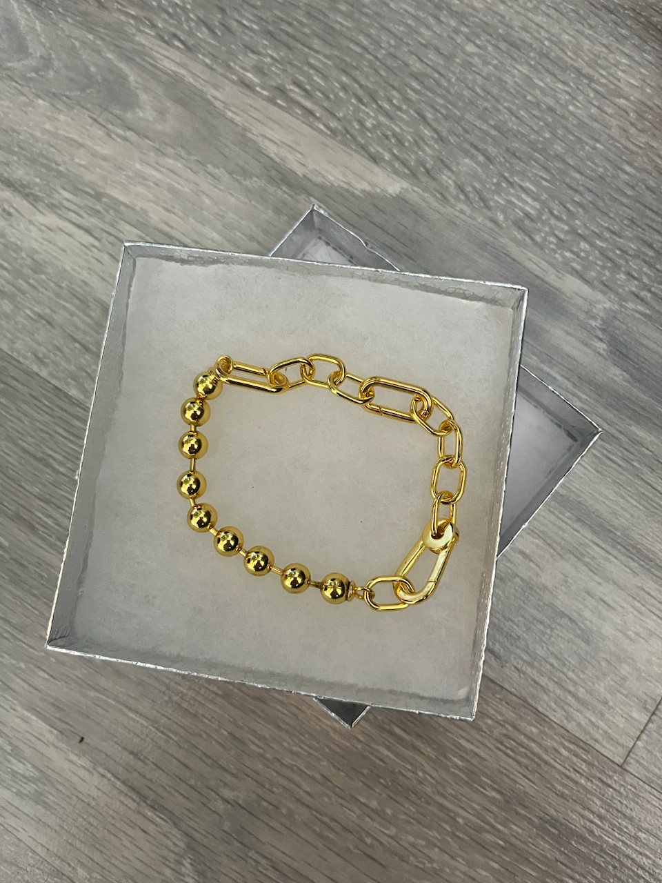 Gold-tone Chain and Bead Bracelet