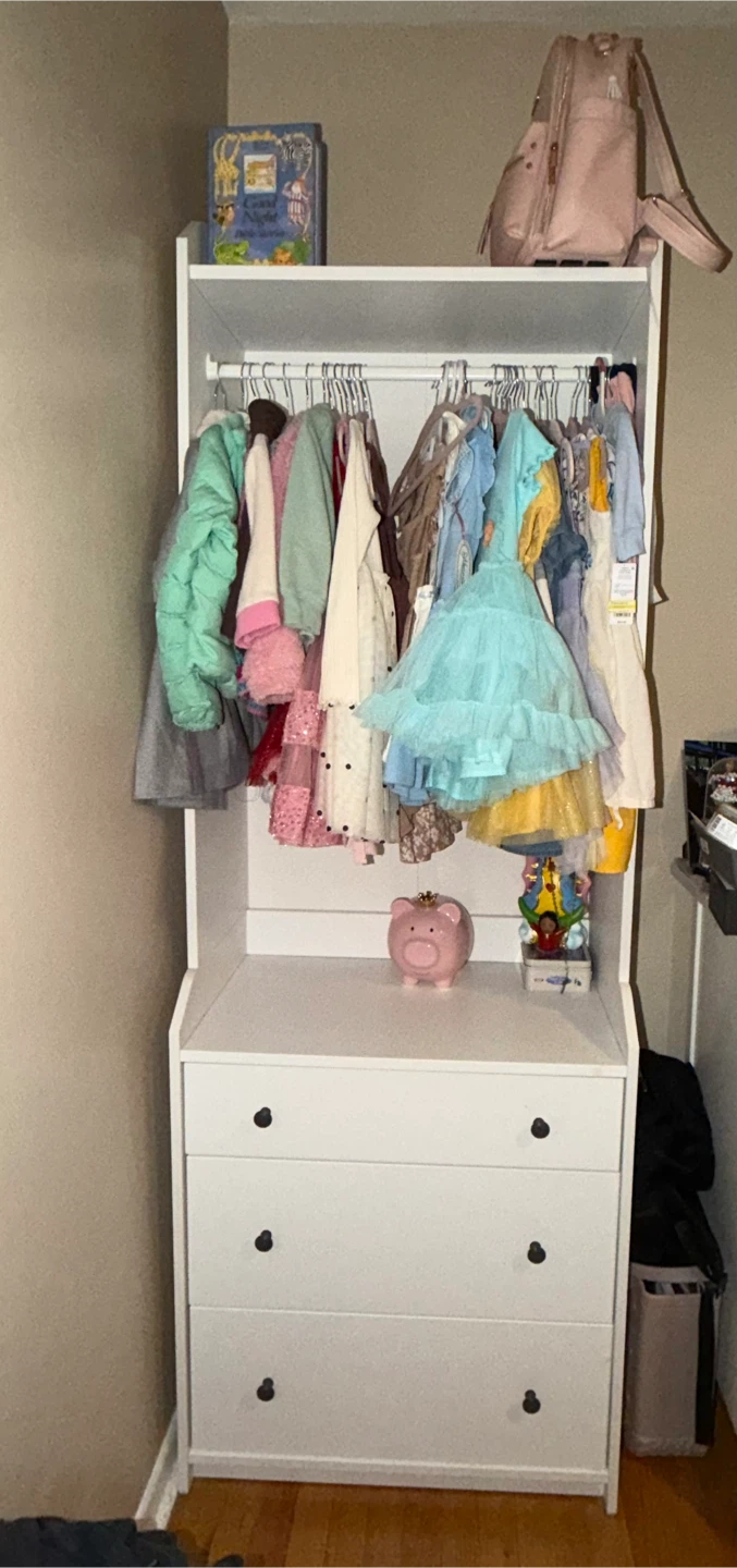 White Wardrobe with Drawers and Hanging Rod - photo 2