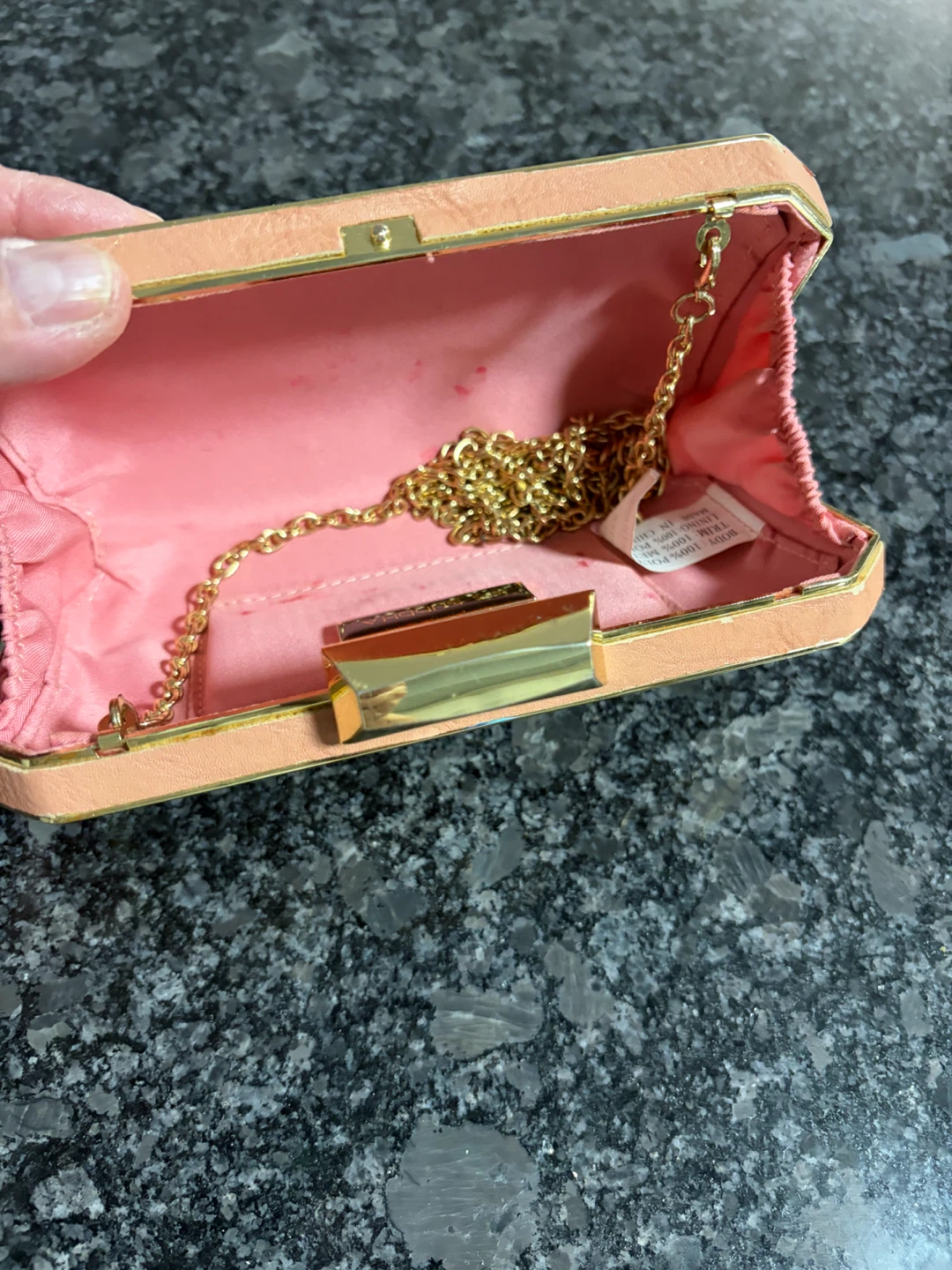 Coral Clutch Evening Bag with Gold Trim - photo 2