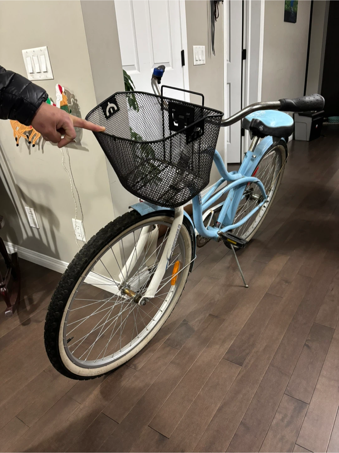 Blue Cruiser Bicycle with Basket