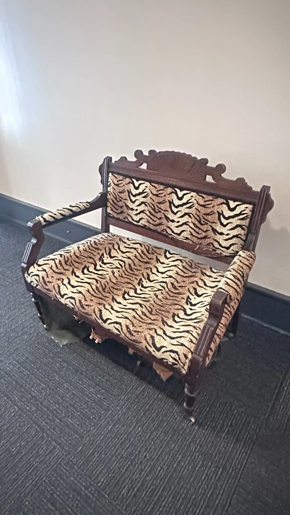 Vintage Tiger Print Accent Chair