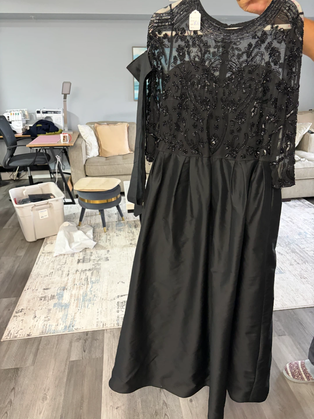 Pisarro Nights Beaded Black Gown