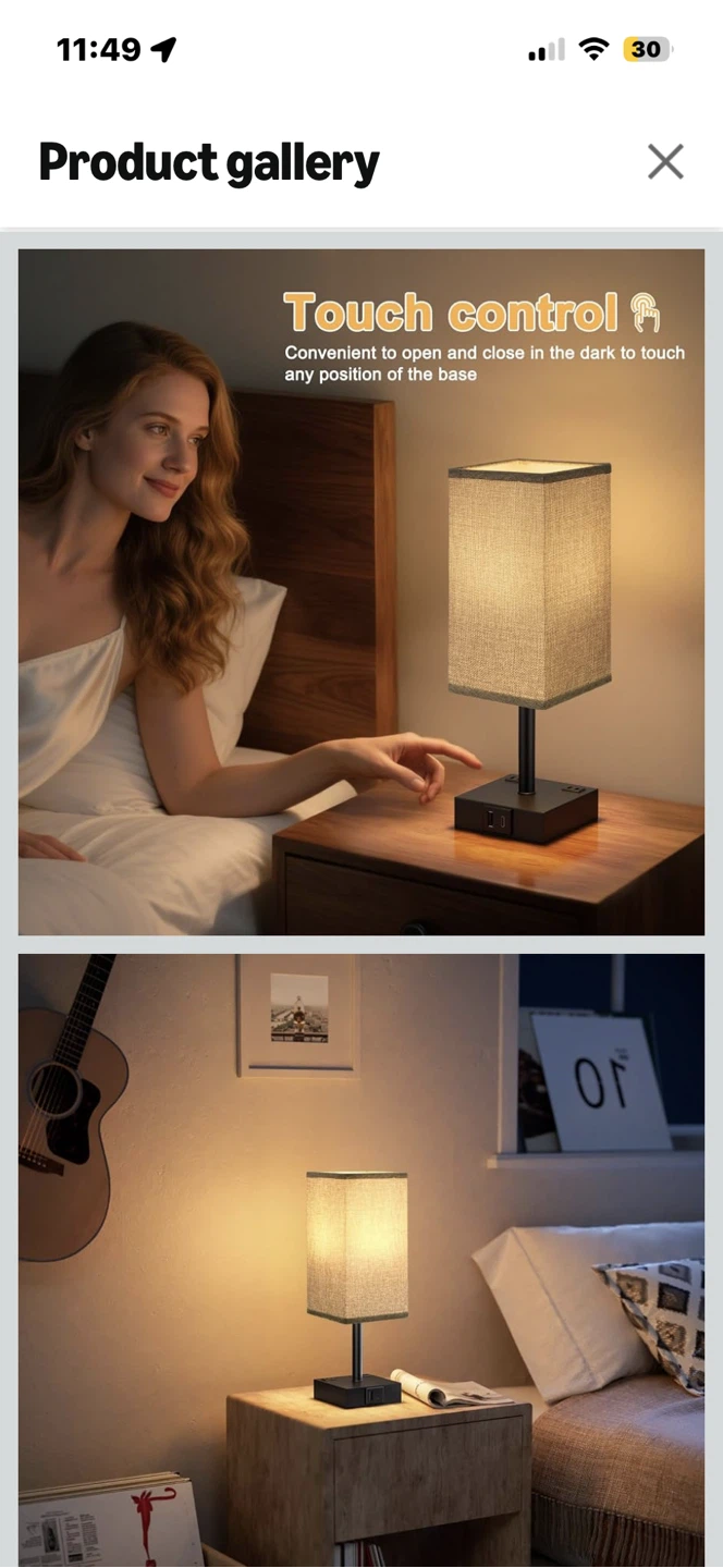 Fenmzee Bedside Table Lamps Set of 2 with 3-Way Touch Control - photo 5
