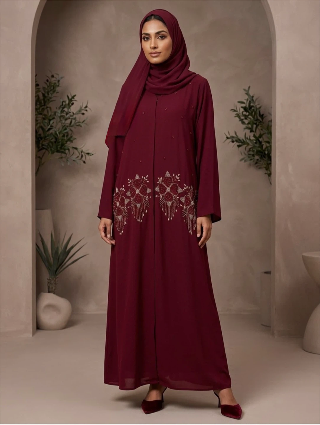Brand new beaded chiffon abaya -58