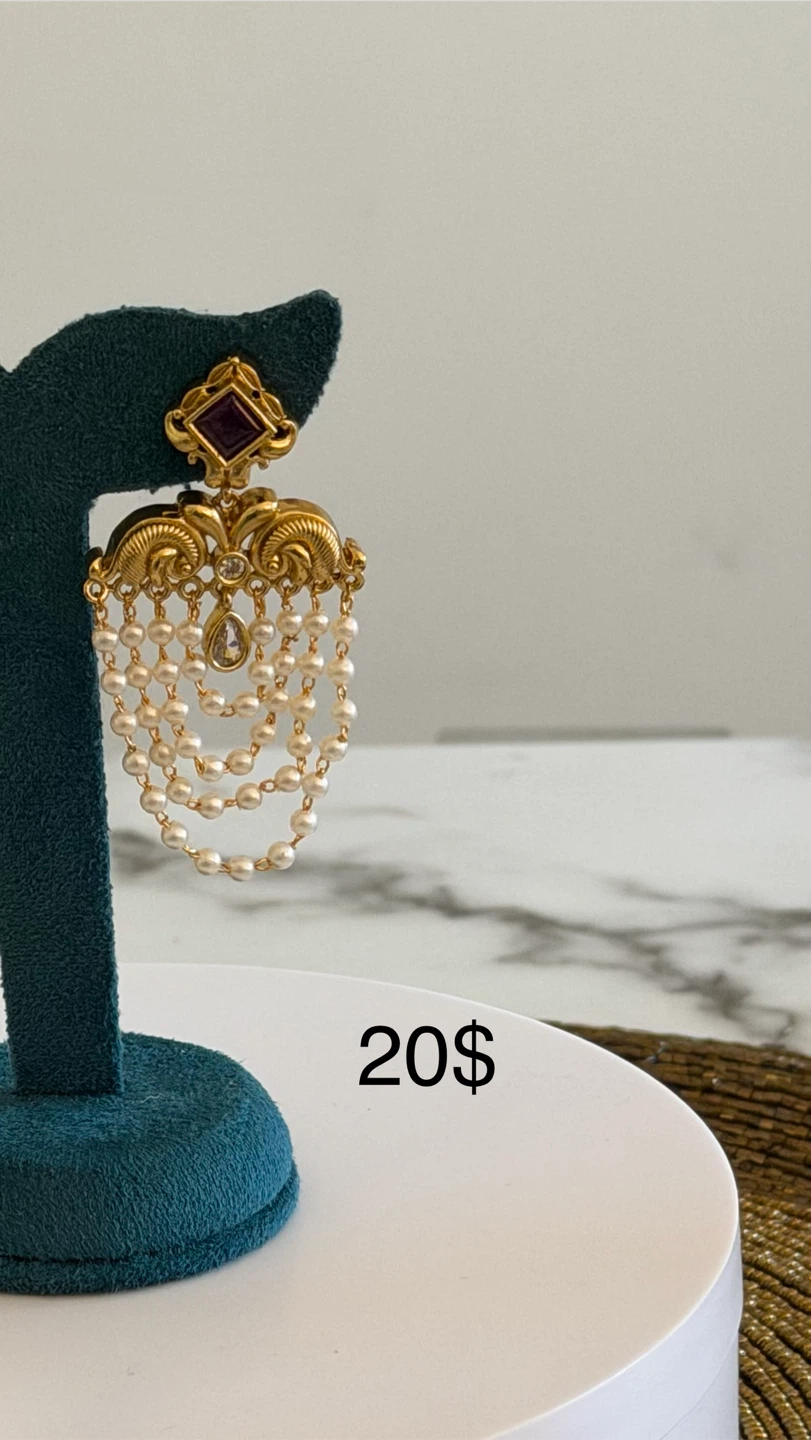 Gold Tone Chandelier Earrings with Pearls - photo 2