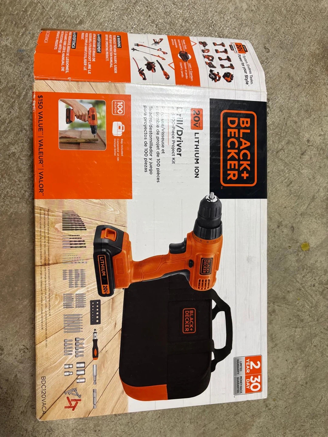 BLACK+DECKER 20V Lithium Ion Drill/Driver 100-Piece Project Kit