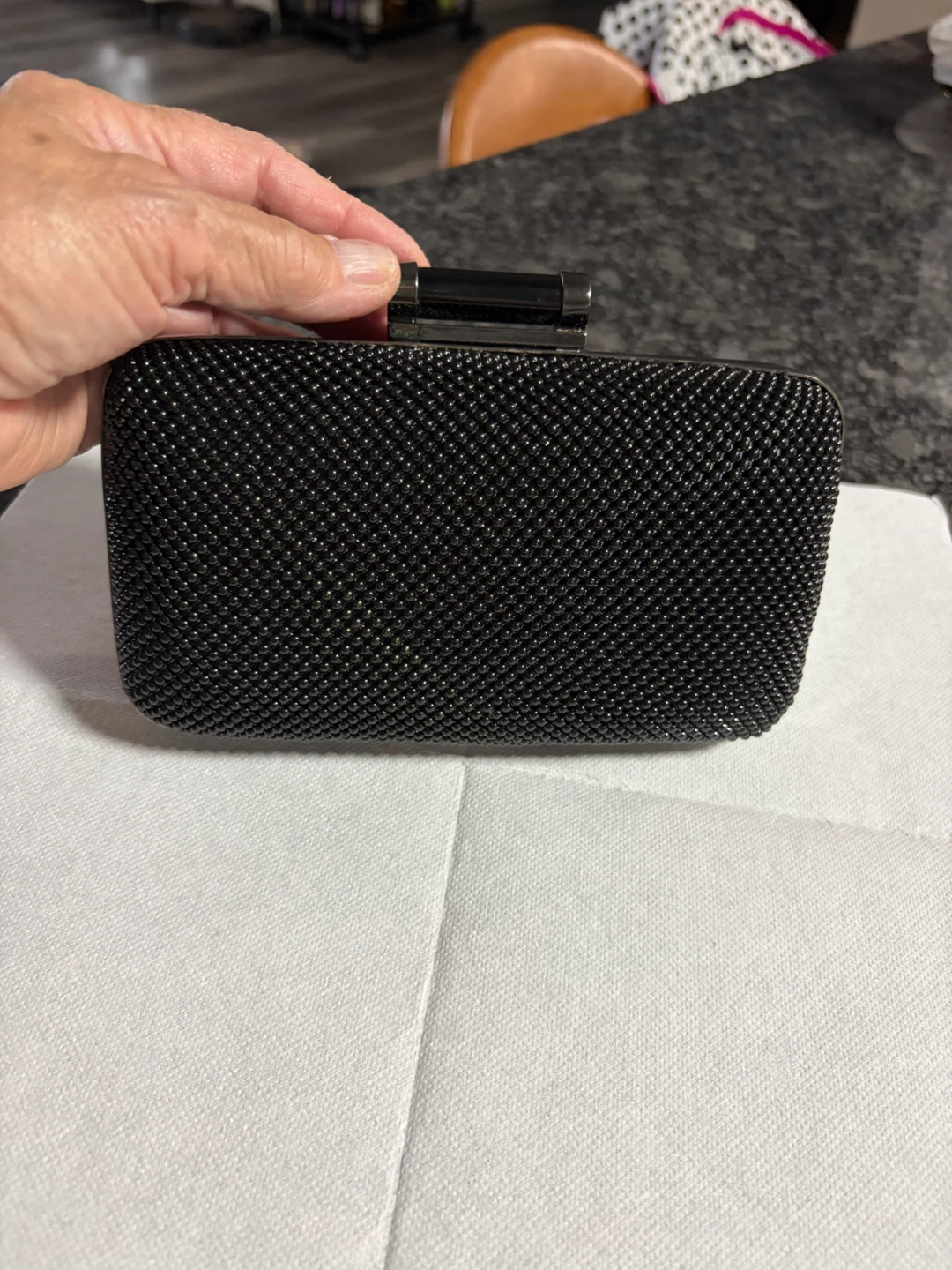 Jessica McClintock Black Beaded Clutch Evening Bag - photo 2