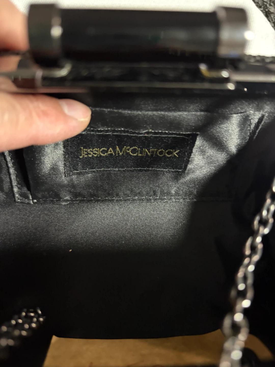 Jessica McClintock Black Beaded Clutch Evening Bag - photo 3