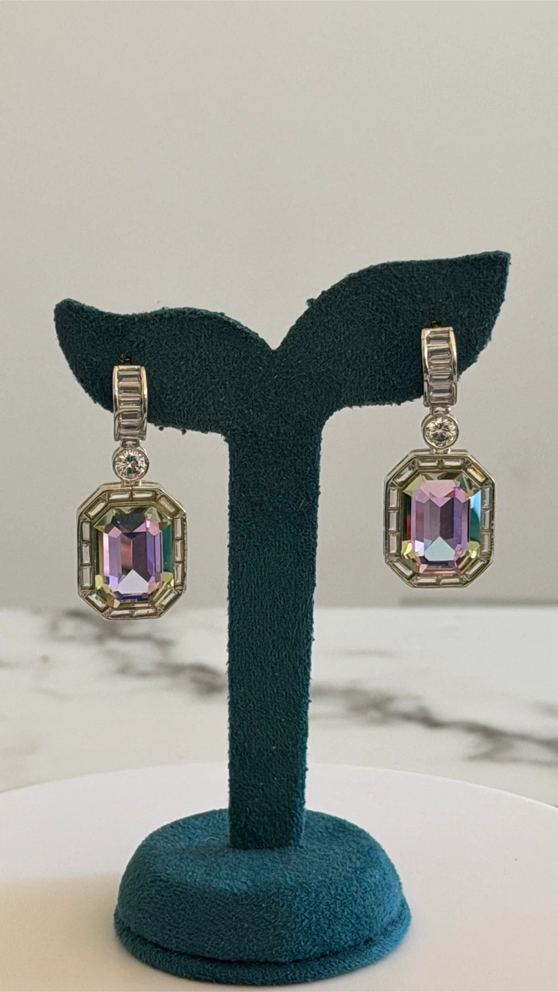 Dangle Earrings with Emerald Cut Gemstones