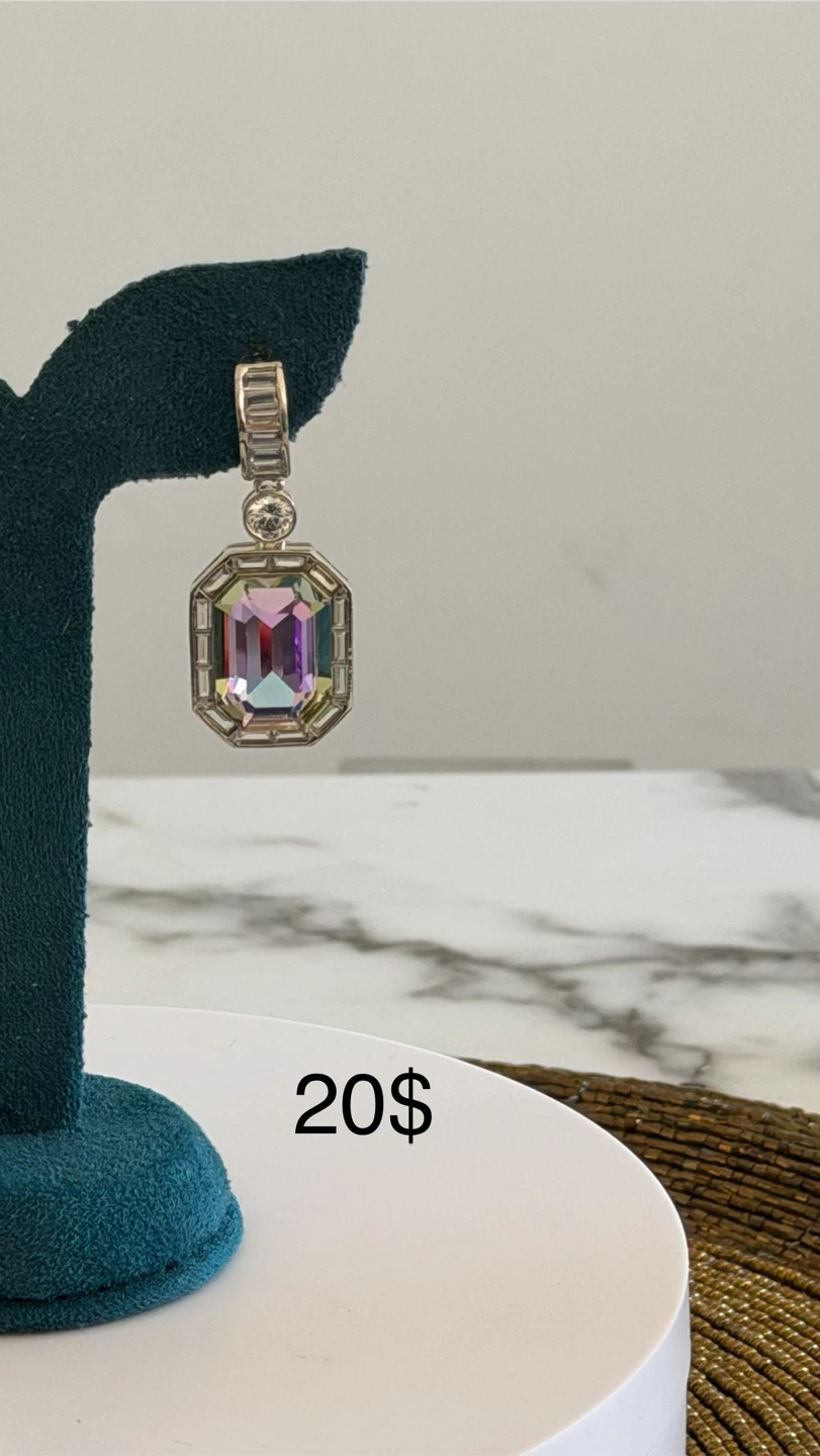 Dangle Earrings with Emerald Cut Gemstones - photo 2