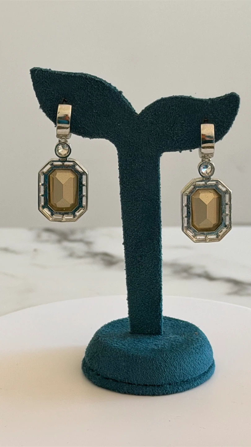 Dangle Earrings with Emerald Cut Gemstones - photo 3