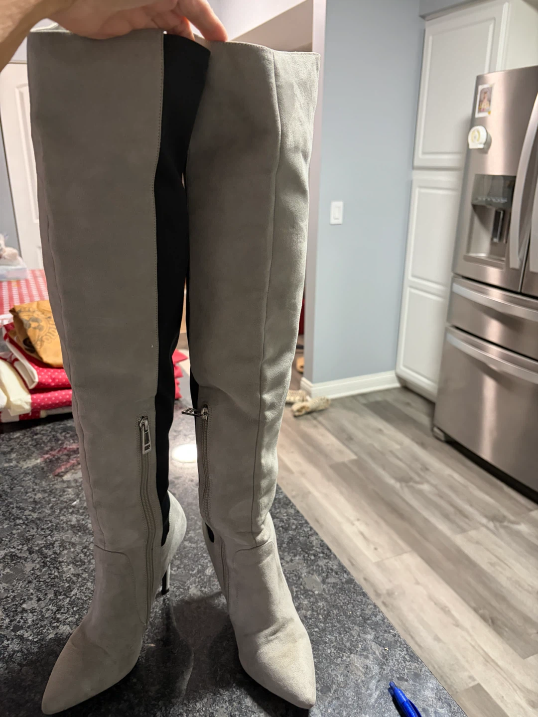 Charles by Charles David Grey Suede Over the Knee Boots