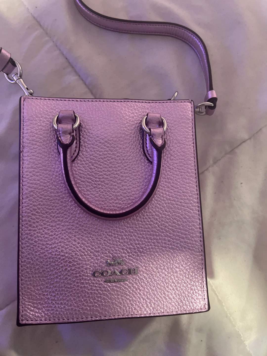 Coach Pink Metallic Leather Mini Top Handle Bag - photo 2