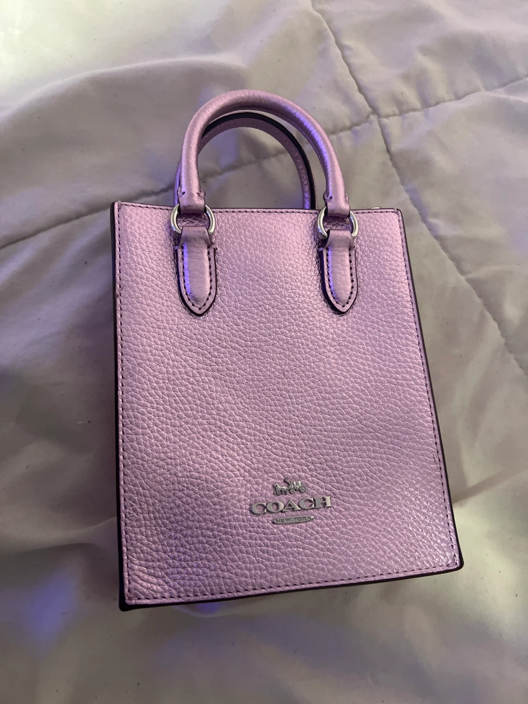 Coach Pink Metallic Leather Mini Top Handle Bag - photo 5