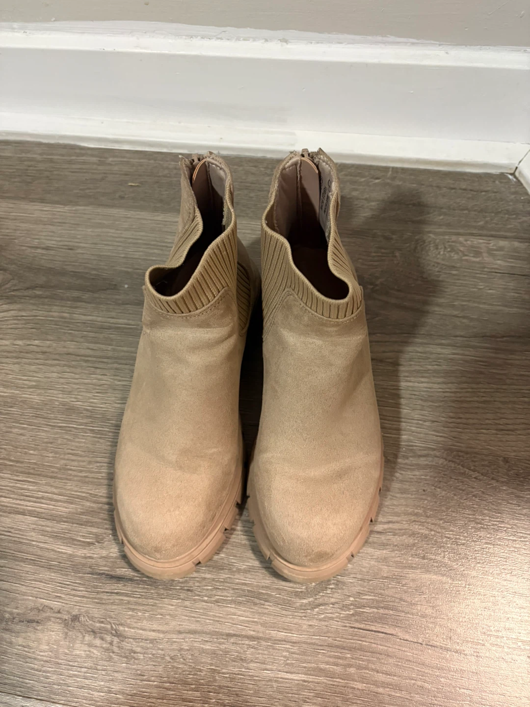 Beige Sock Ankle Boots