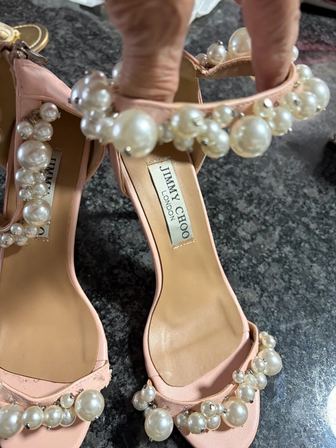 Jimmy Choo Pink Pearl Embellished Heels - photo 2