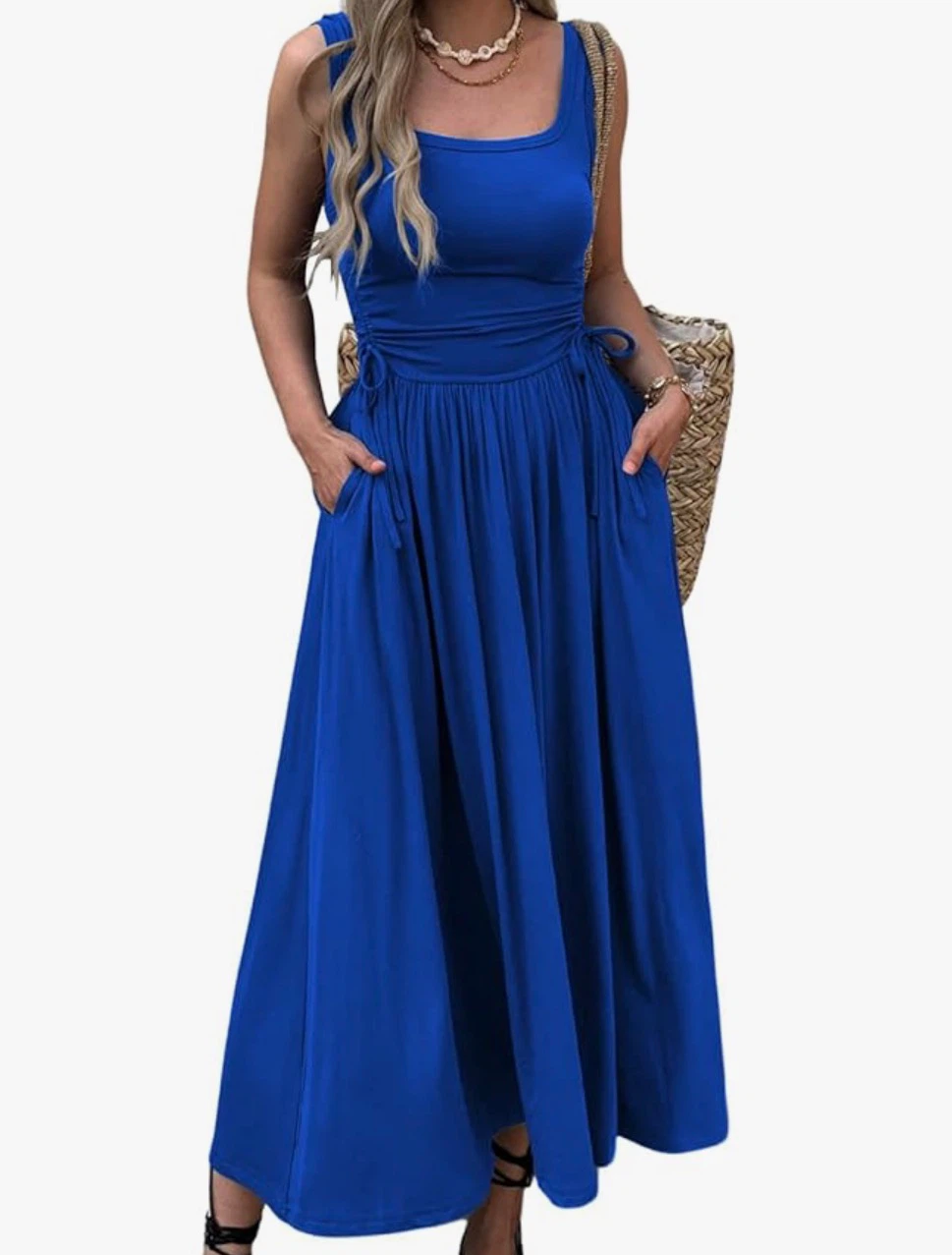 Blue Maxi Dress with Pockets