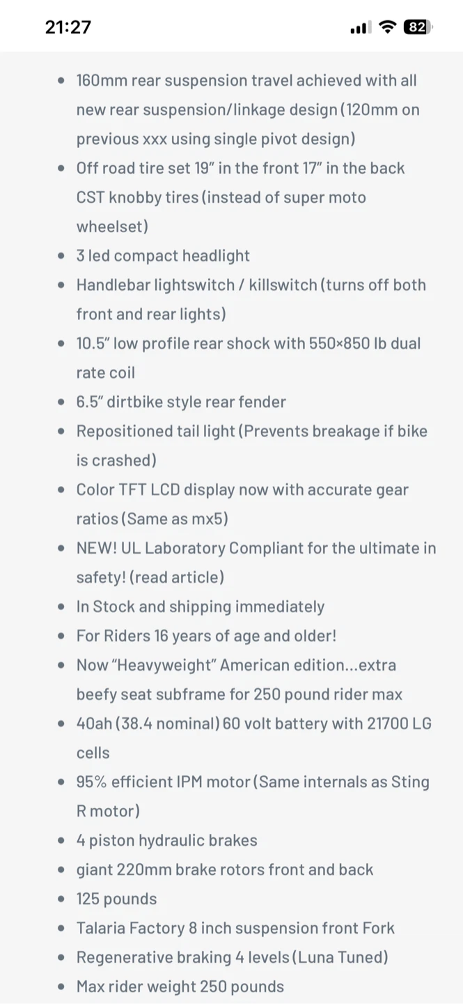 Talaria XXX Pro Electric Dirt Bike - Red - photo 2