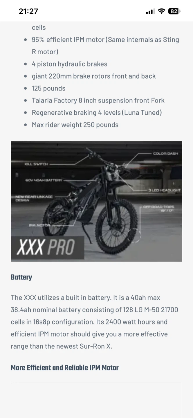Talaria XXX Pro Electric Dirt Bike - Red - photo 4