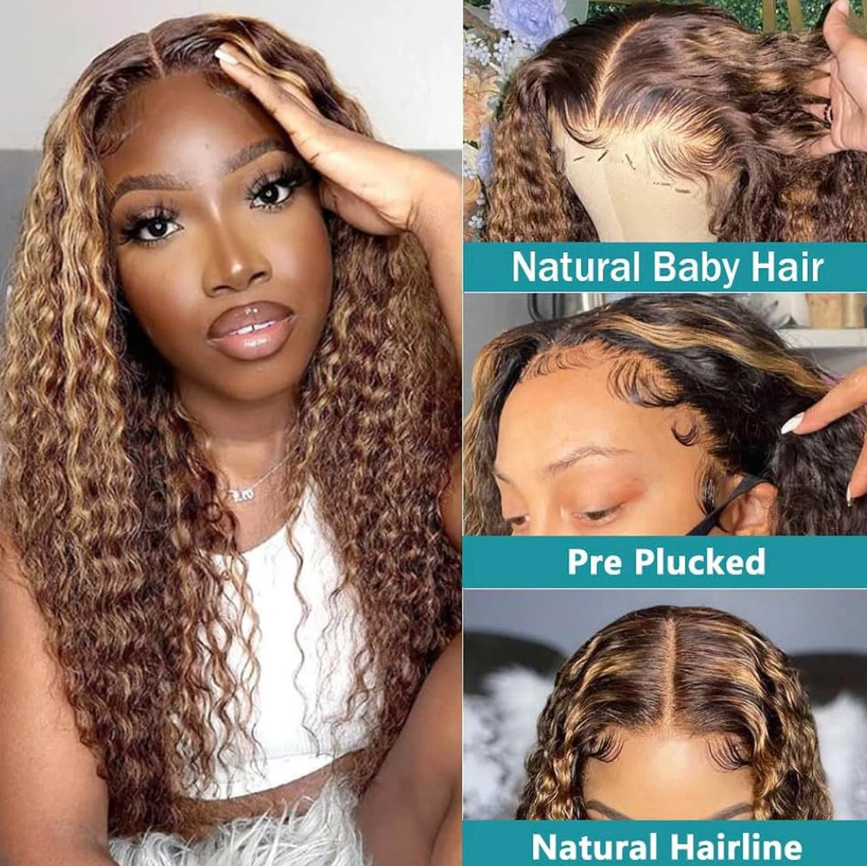 Wavy Brown Wig 22inch 4x4 and 13x4 100% humain hair