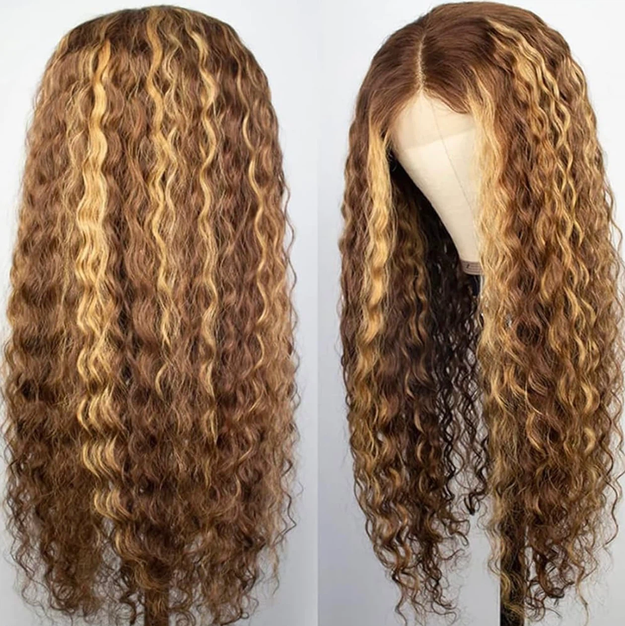 Wavy Brown Wig 22inch 4x4 and 13x4 100% humain hair - photo 2