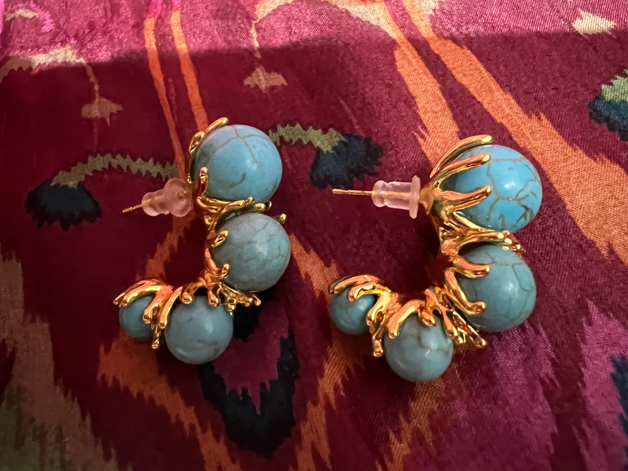 Turquoise and Gold Hoop Earrings - photo 2