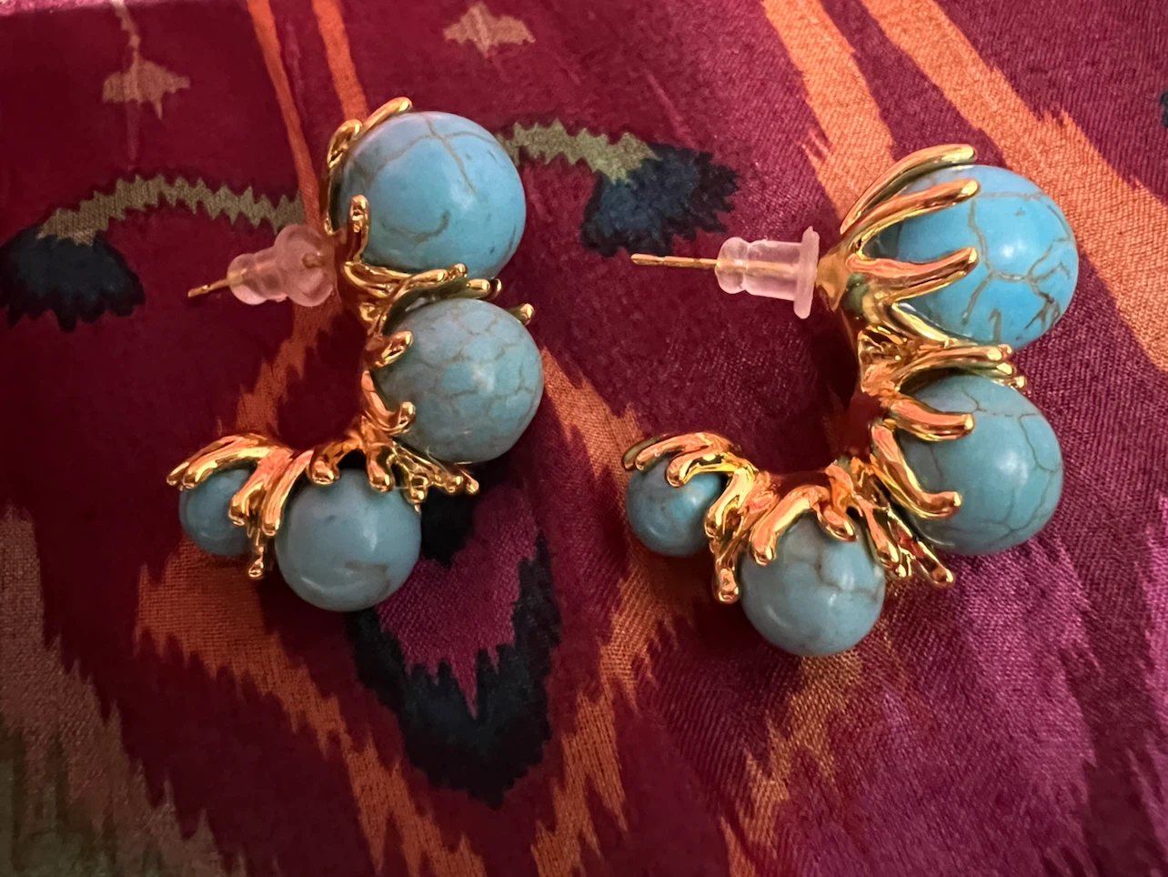 Turquoise and Gold Hoop Earrings - photo 3