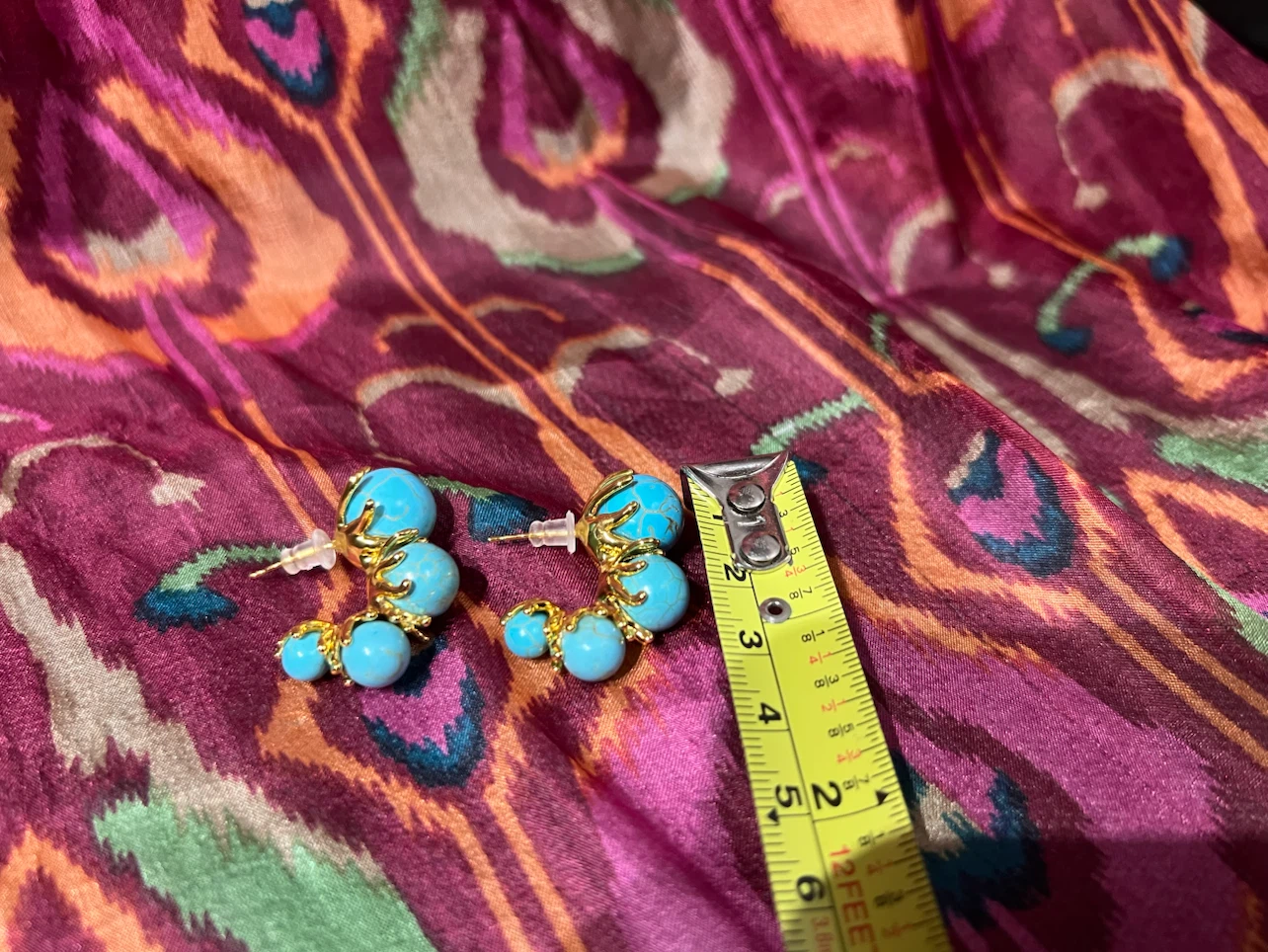 Turquoise and Gold Hoop Earrings - photo 4