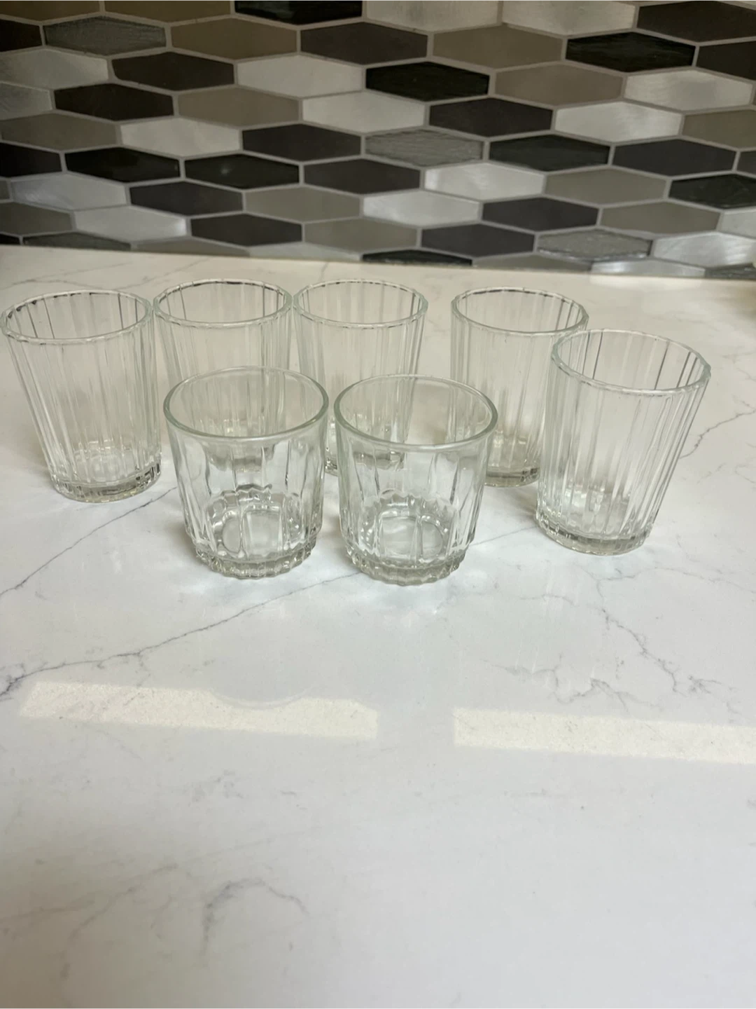 Set of 7 Clear Glass Tumblers
