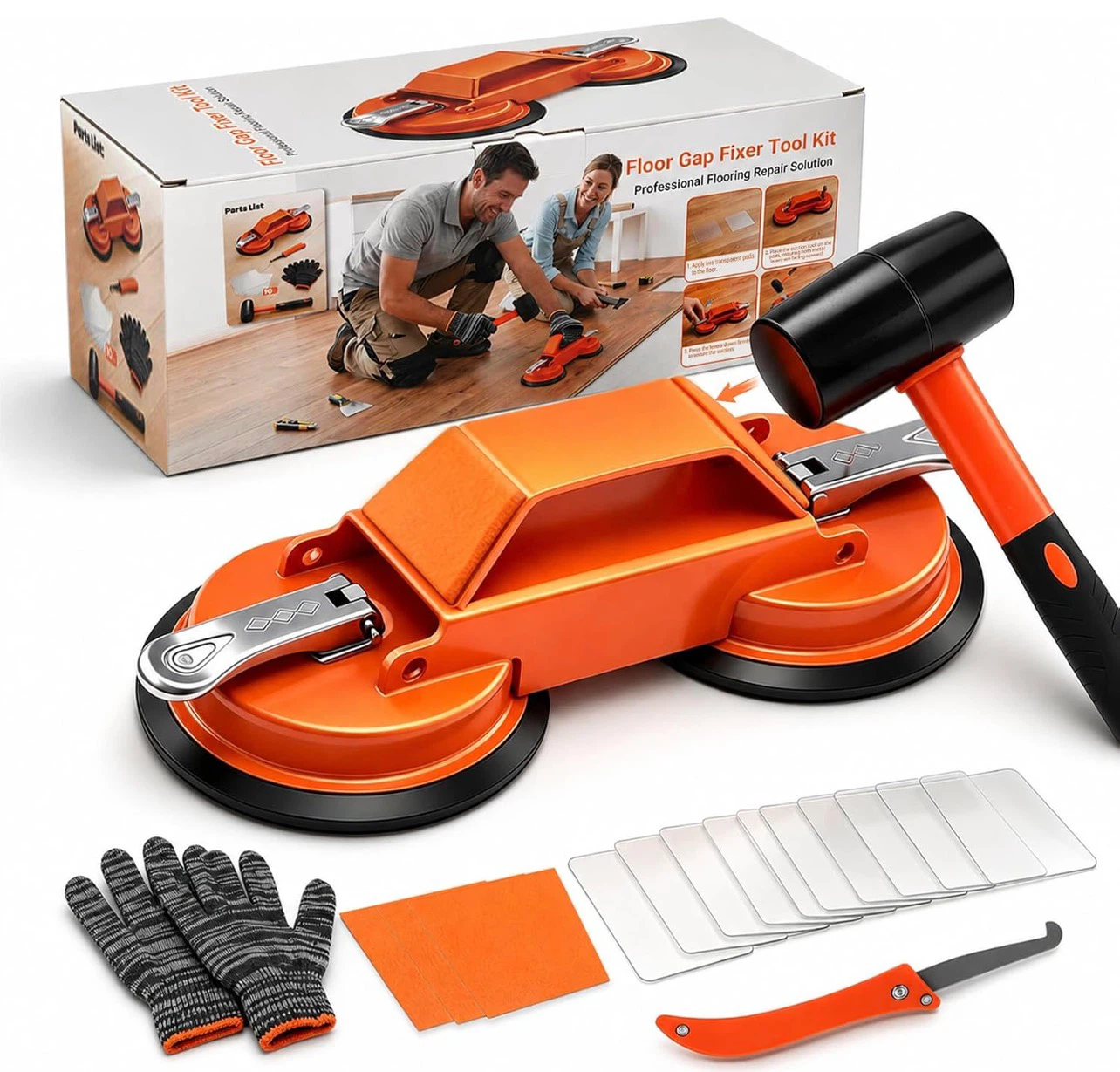 Heavy Duty Floor Gap Fixer Tool Kit with Double Suction Cups