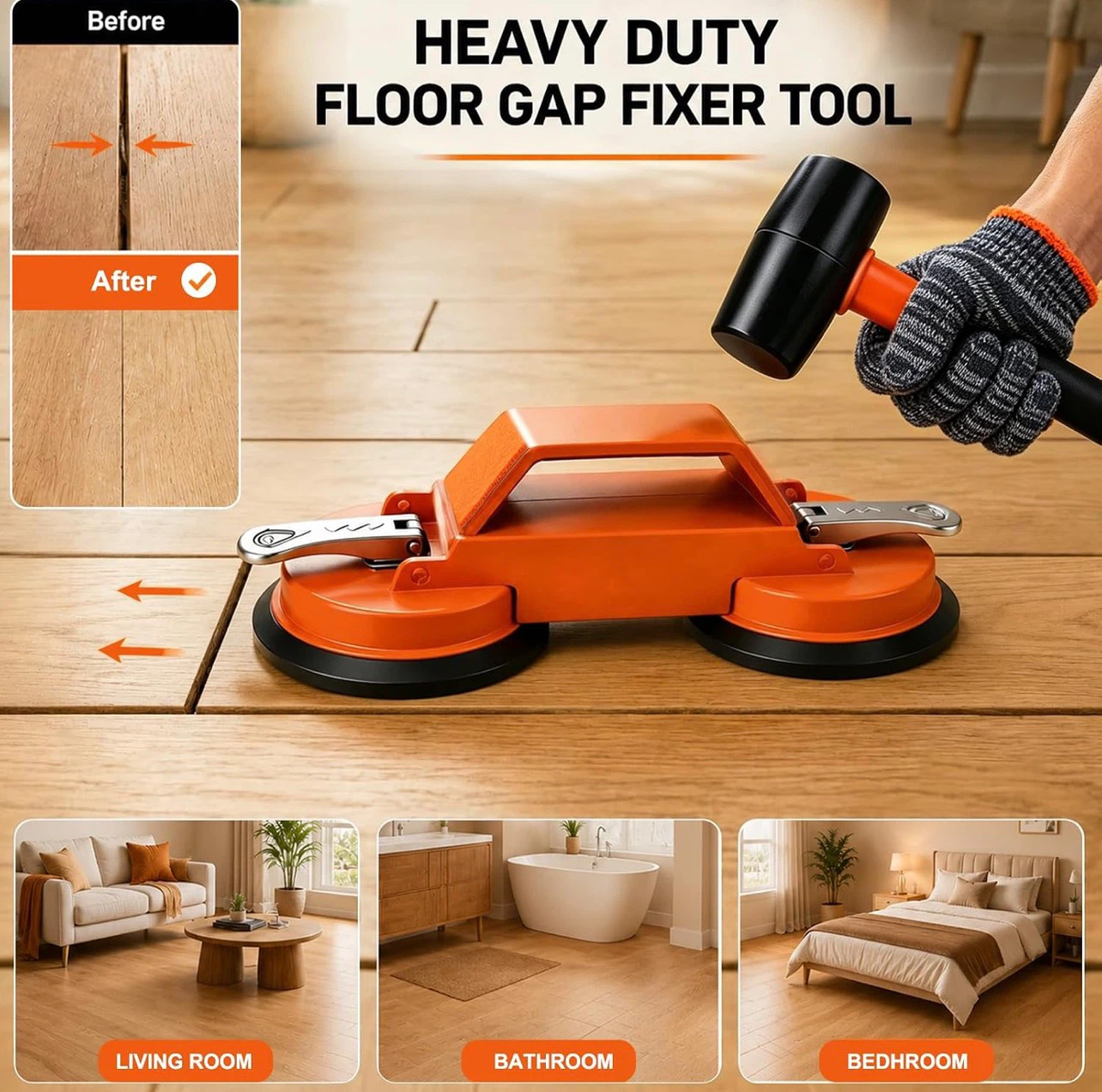Heavy Duty Floor Gap Fixer Tool Kit with Double Suction Cups - photo 2
