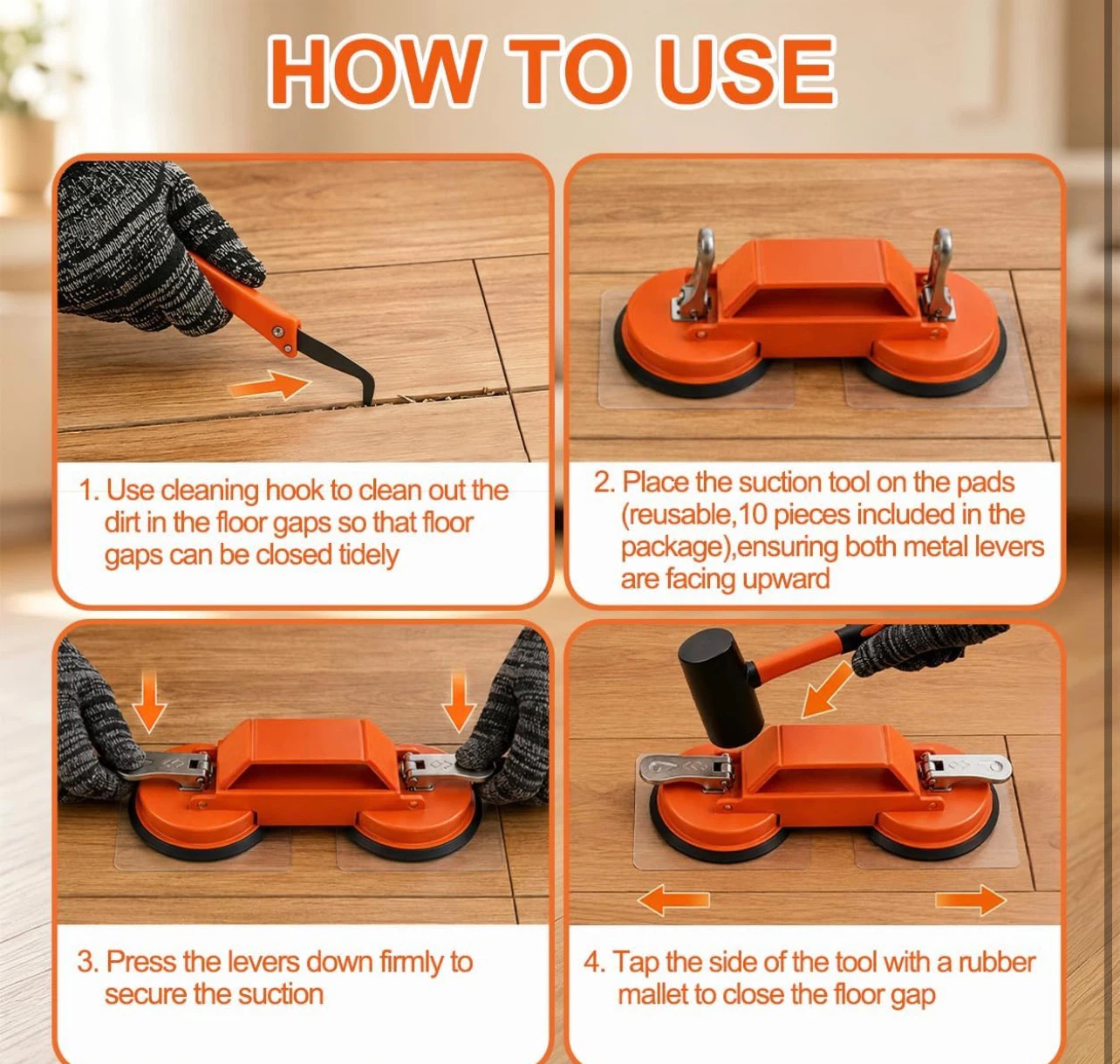 Heavy Duty Floor Gap Fixer Tool Kit with Double Suction Cups - photo 5