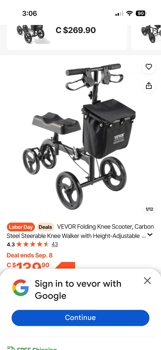 VEVOR Folding Knee Scooter Walker