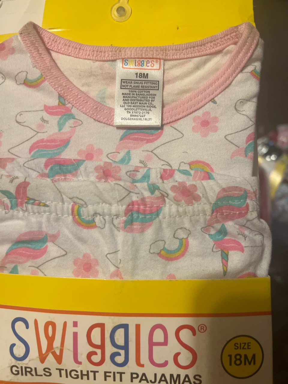 Swiggles Girls Tight Fit Pajamas Size 18M Unicorn Print
