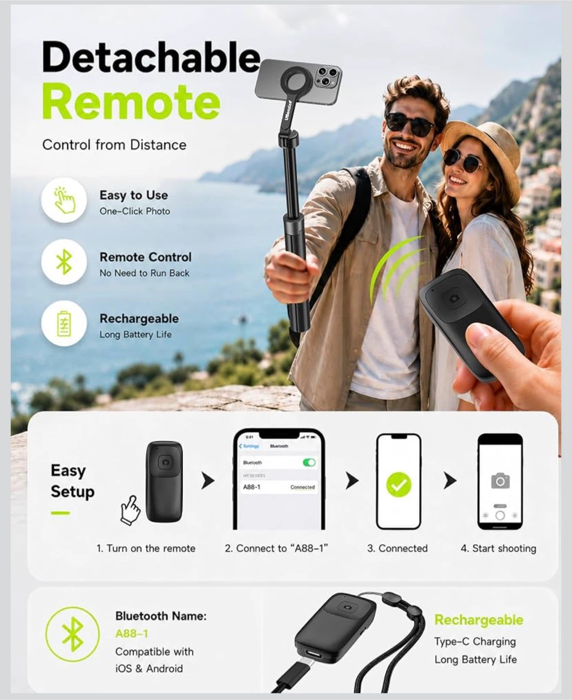 Tripod with Detachable Remote and Magnetic Mount - photo 5